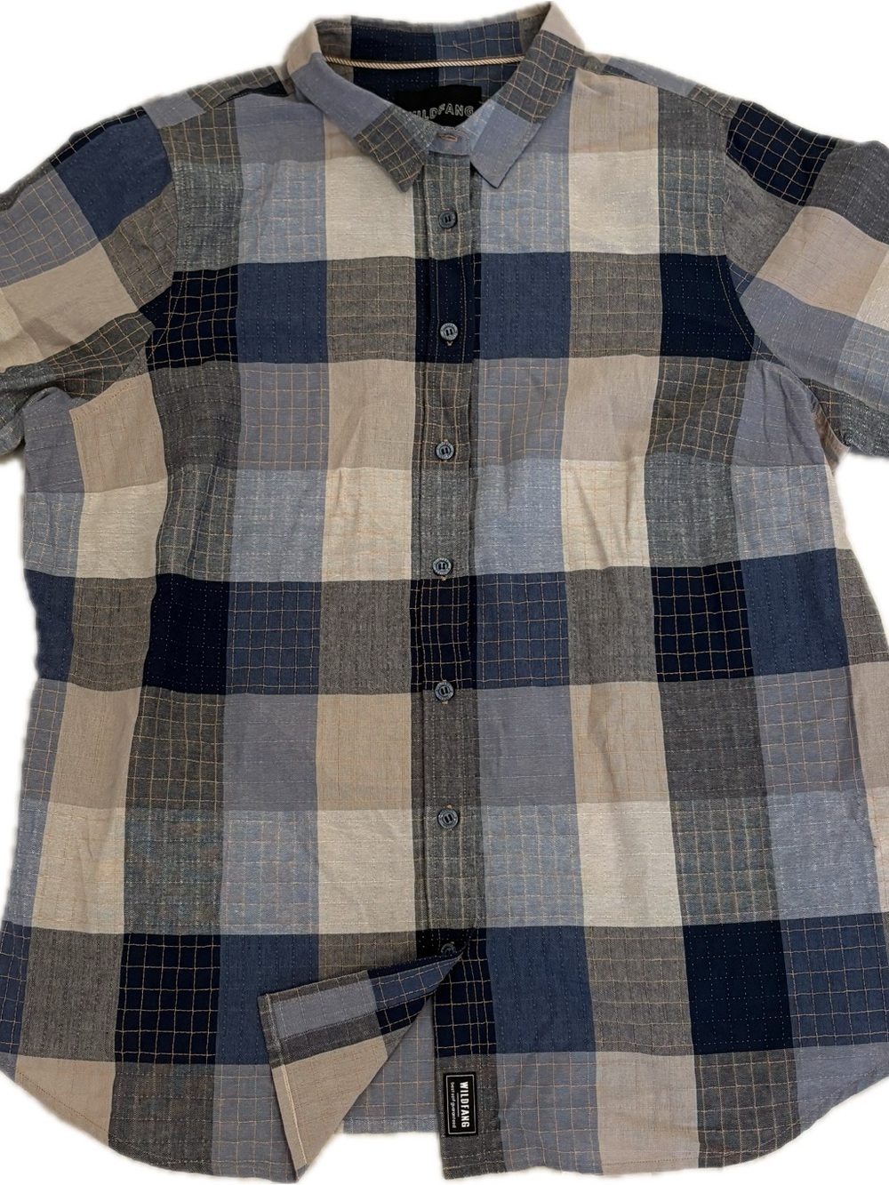 Wildfang Blue and Gray Plaid Button-Up Shirt